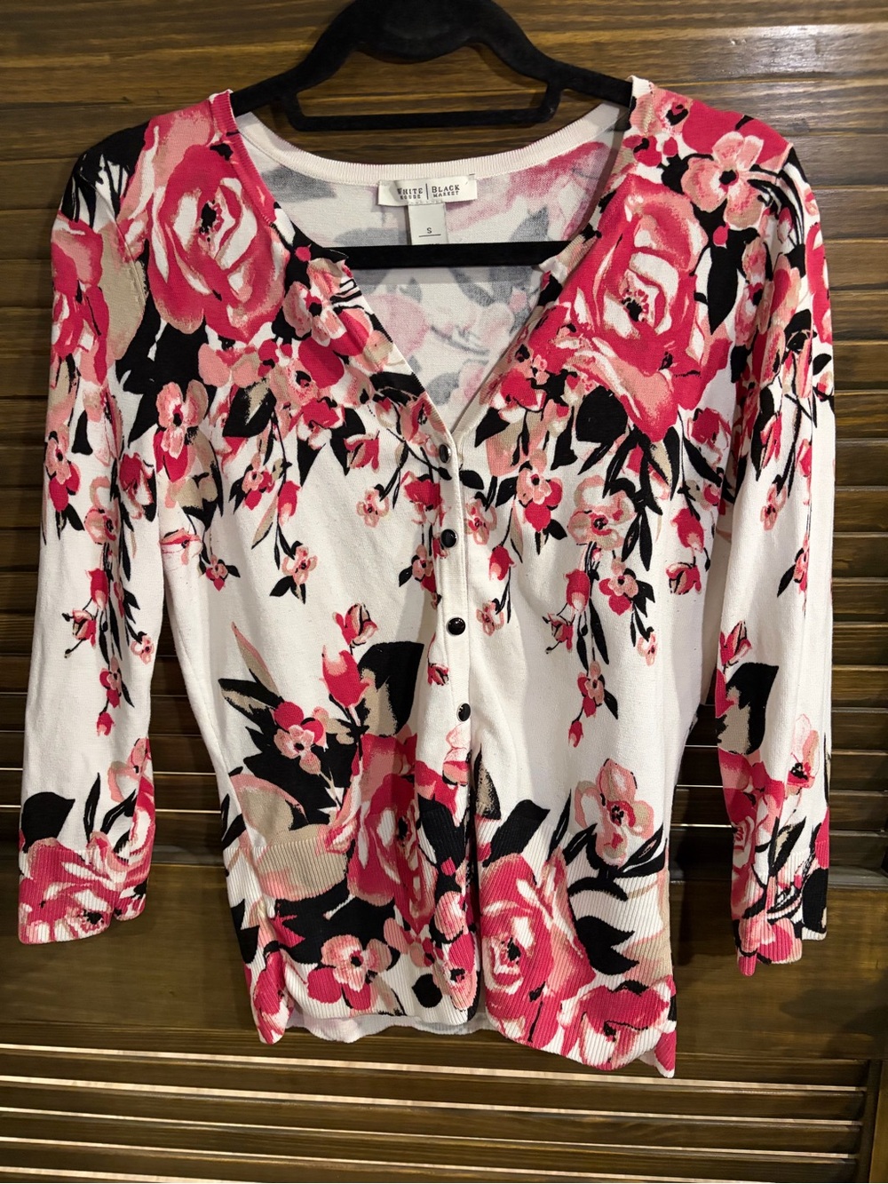 White House Black Market Floral Button-Front cardigan